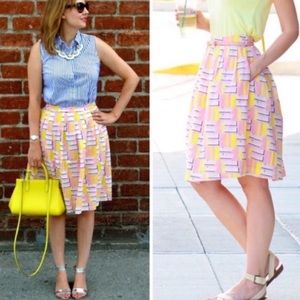 J. Crew Geometric Print A-Line Skirt with Pockets